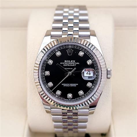 rolex datejust 41 black diamond dial jubilee bracelet|Rolex Datejust 41 with diamonds.